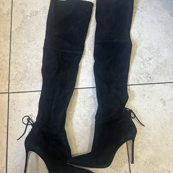 Pour la victoire caterina black suede leather stiletto thigh high boots NO OFFER - Picture 3 of 15